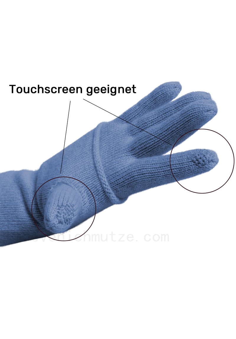 Kaschmir-M&#252;tze, hoch, Handschuh + Schal mit geometrischem Muster - Himmelblau Verkaufen Online